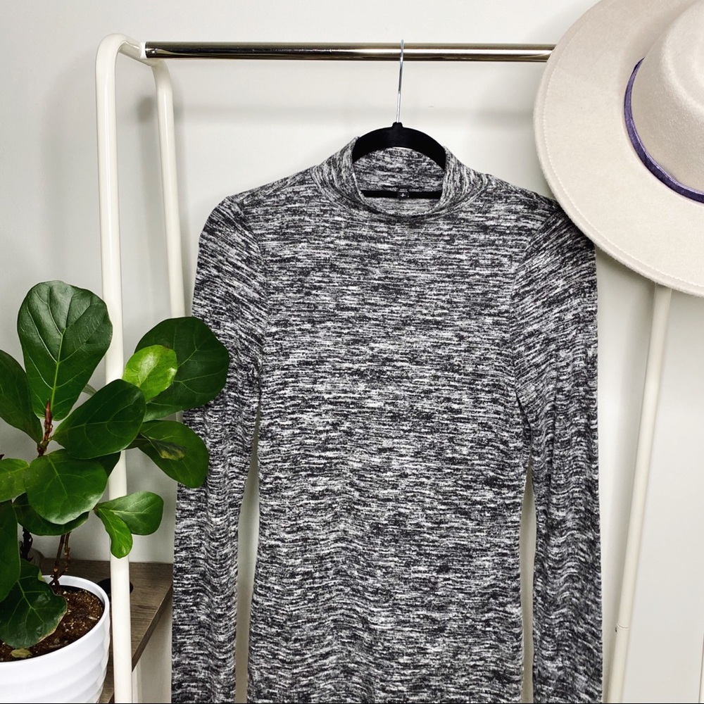 Express • Gray Patterned Mock Neck Sweater Dress